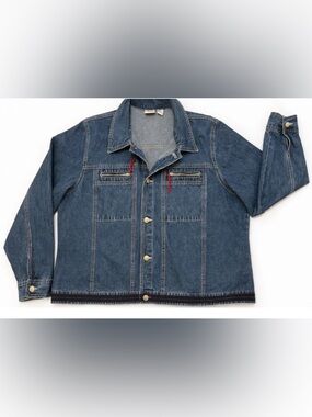 Carolina Blues 90s Blue Denim Jacket Womens 20W Zip Pockets Retro Plus Size